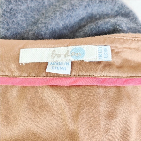 Boden Tan Brown & Grey Colourblock A-line Wool Blend Skirt With Pockets UK 12 - Picture 6 of 6